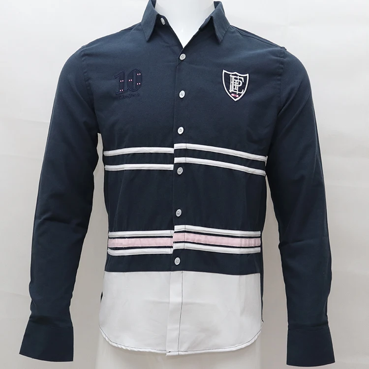 Мужская рубашка с вышивкой camisa masculina хлопковая длинным рукавом для