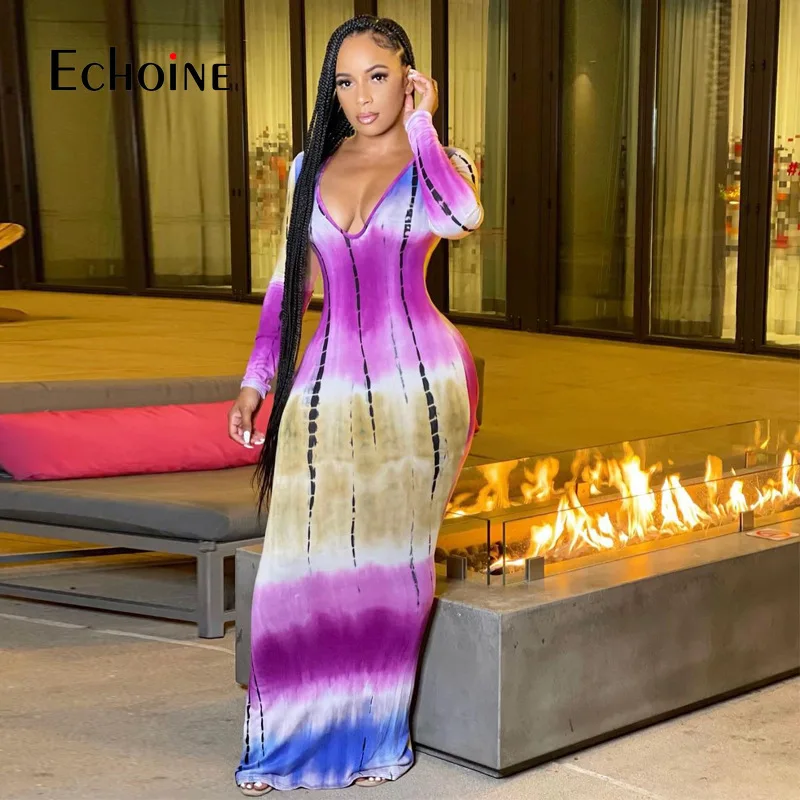 Платье-Макси женское весеннее в полоску с принтом | Женская одежда