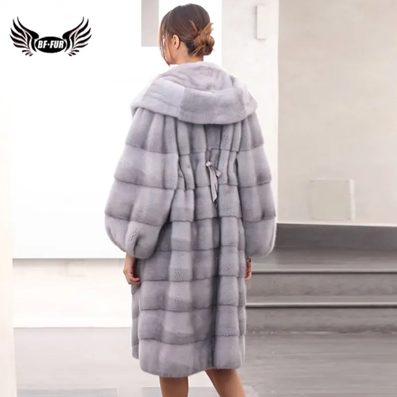 

Luxury Women Long Mink Fur Coat With Hood Russian Winter Natural Genuine Mink Fur Jacket Full Pelt Fur Coats High Quality Female