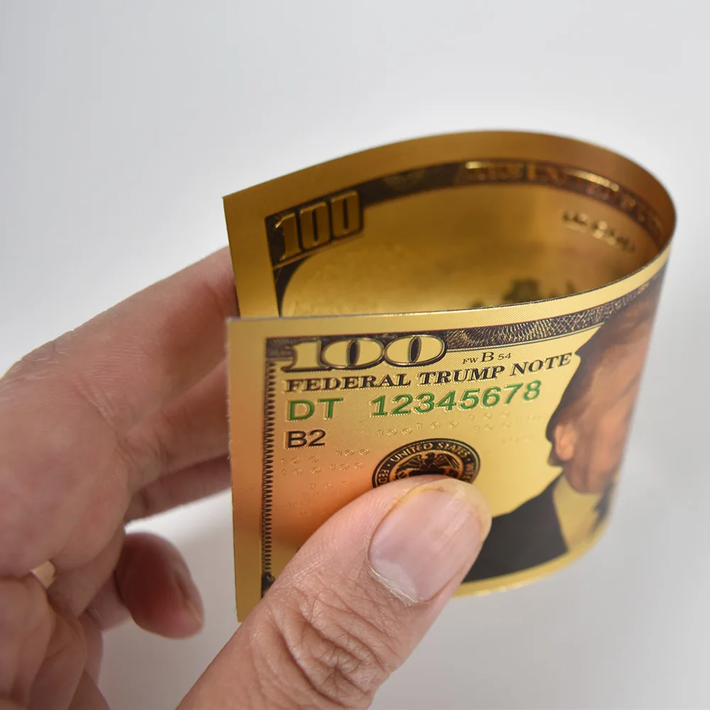 Банкнота 100 долларов США золотой президент Дональд Трамп Америка набор