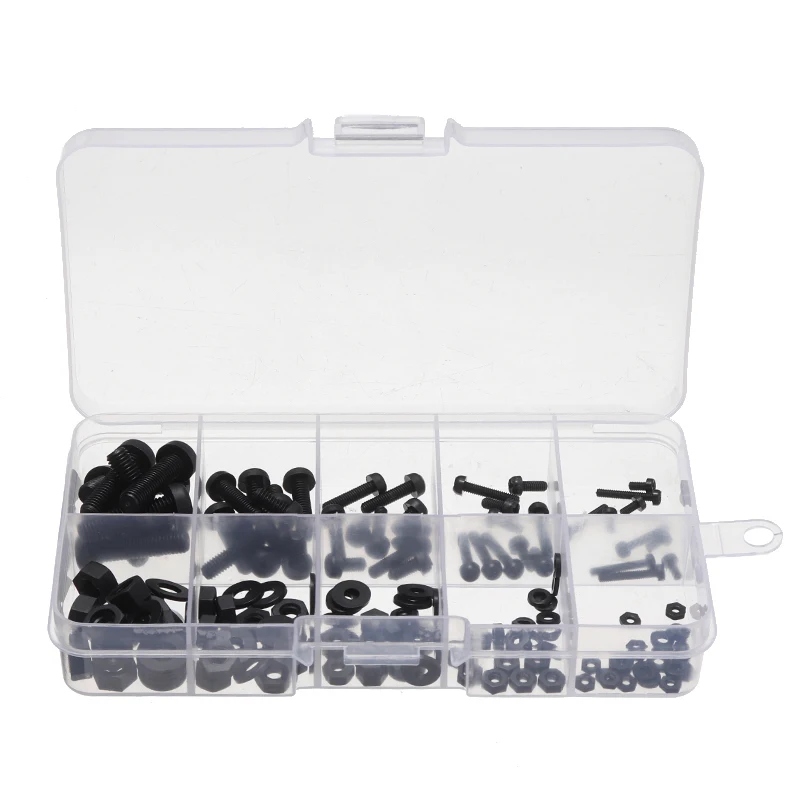 150 шт. черный нейлоновый Болт шестигранный винт гайка противостояние Прокладка