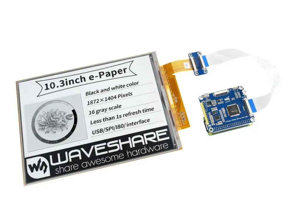10 3 дюймовая Гибкая шляпа Waveshare с дисплеем E Ink для Raspberry Pi контроллер IT8951