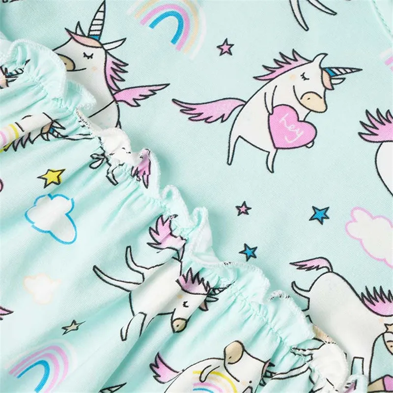 Jumping meters Baby Girls Summer Cartoon Unicorn Dress New Designed Short Sleeves Clothes Kids Fashion Princess Dresses 2-7T | Детская