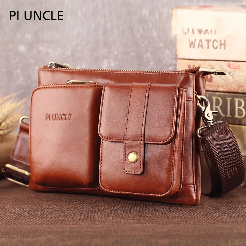 Винтажные мужские сумки через плечо из коровьей кожи поясная сумка с ремнем для