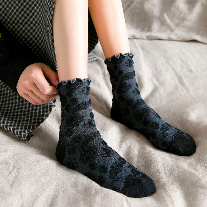 Осенне-зимние Новые товары в стиле ретро женские носки с закругленными краями