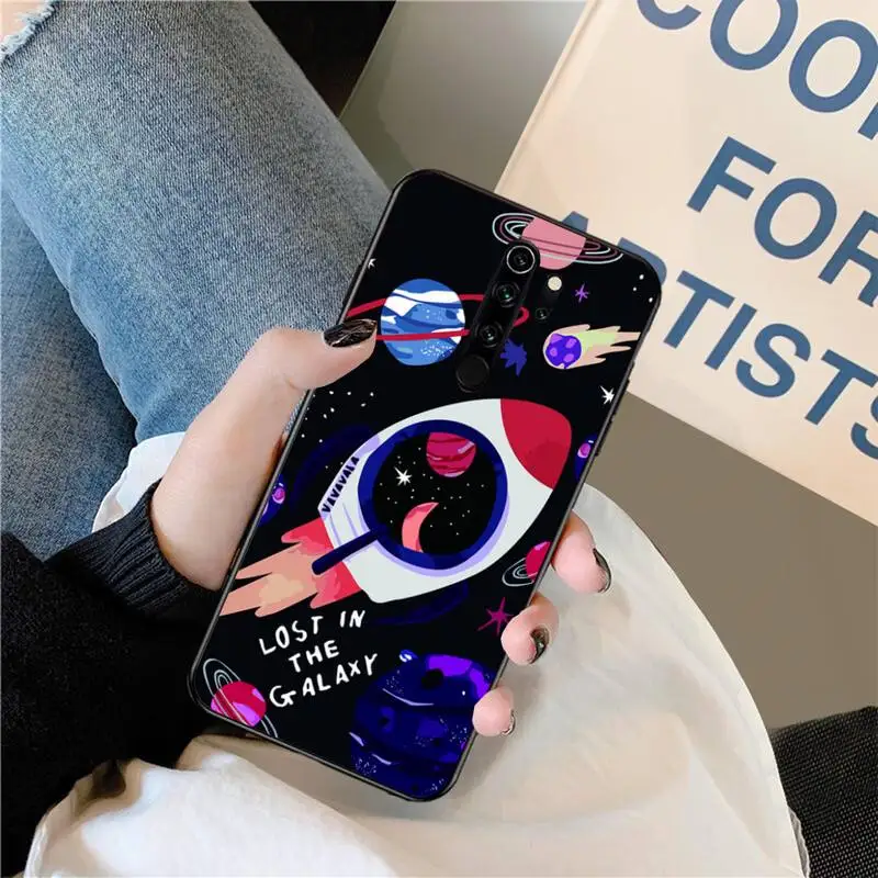 

HPCHCJHM travel in space Black TPU Soft Rubber Phone Cover for Redmi Note 8 8A 8T 7 6 6A 5 5A 4 4X 4A Go Pro