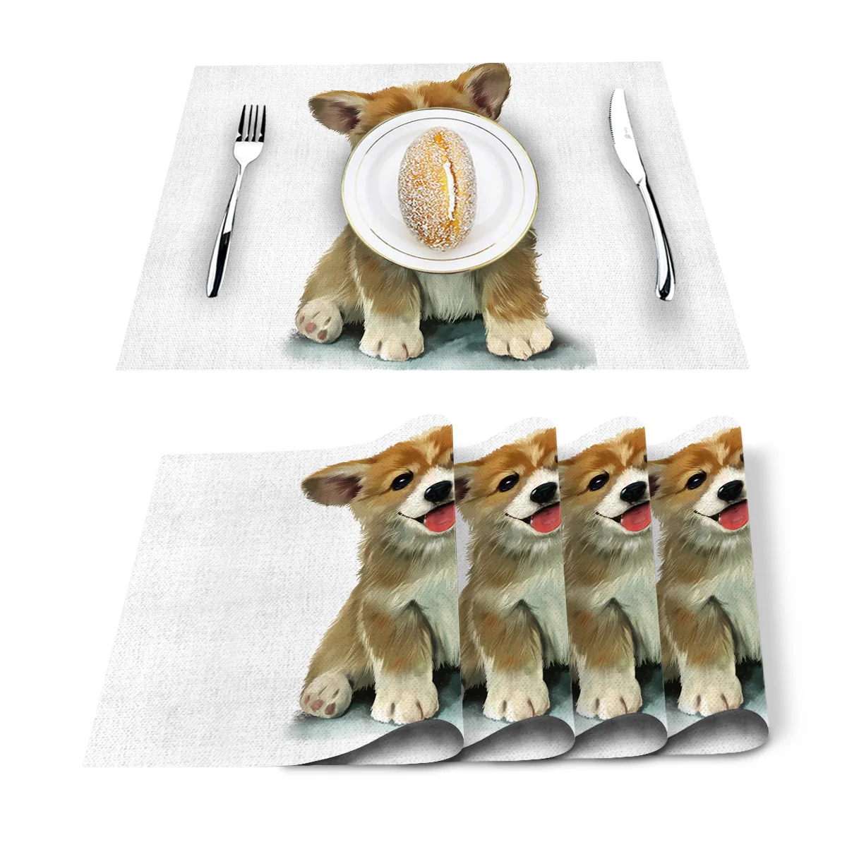 4 6 штук в партии комплект Коврики на стол корги собака из милых домашних животных