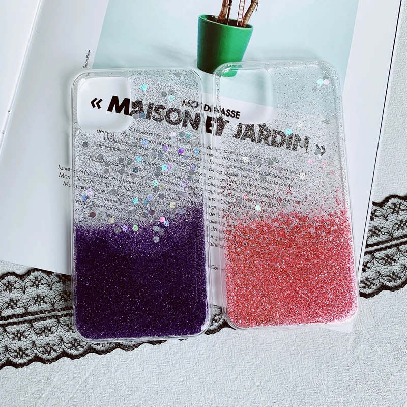 Мягкий Прозрачный Силиконовый ТПУ чехол градиентного цвета с блестящими