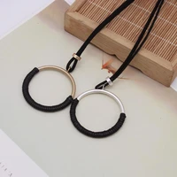 2021new simple pendant necklace women long necklaces adjustable chains rubber jewelry black rope boho match clothes gift
