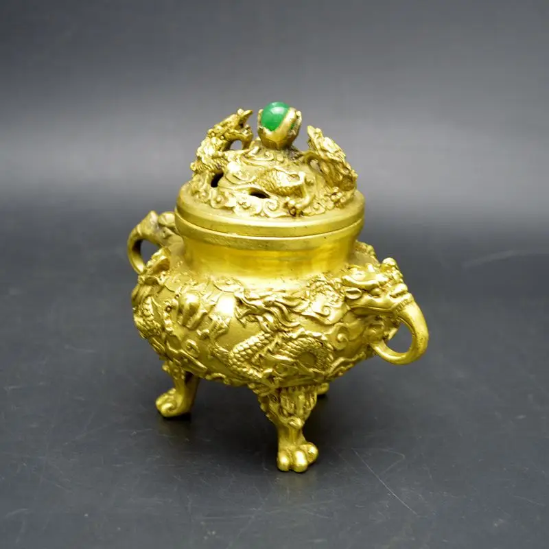 

Pure copper nine turn to heaven and earth stove, feng shui ornaments, antiques collection, decorative crafts.