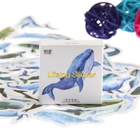 journamm 45pcspack blue whale adhesive stickers creative scrapbooking diy junk journal supplies decoration stationery stickers