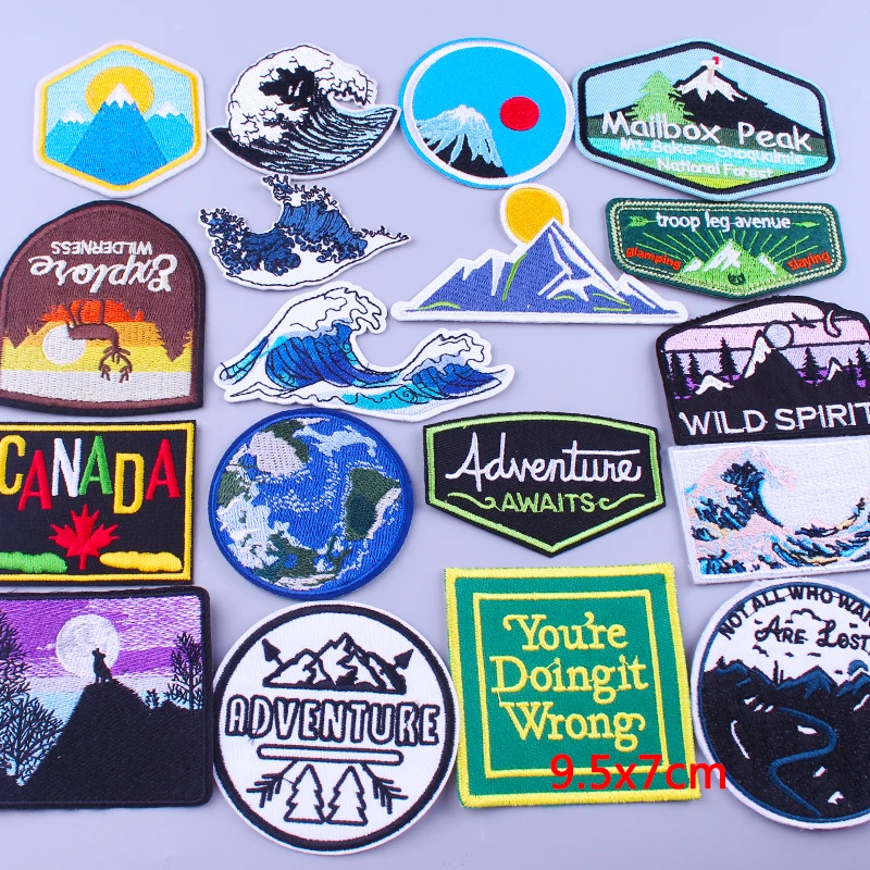 Патчи Pulaqi для отдыха на природе горы солнца вышитые патчи одежды приключения