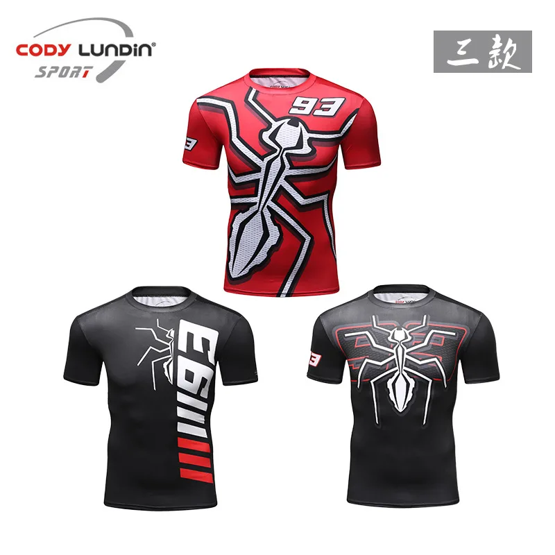 

Мужская спортивная компрессионная футболка, быстросохнущая футболка для тренажерного зала, фитнеса, с коротким рукавом, кроссфита, MMA, боди...