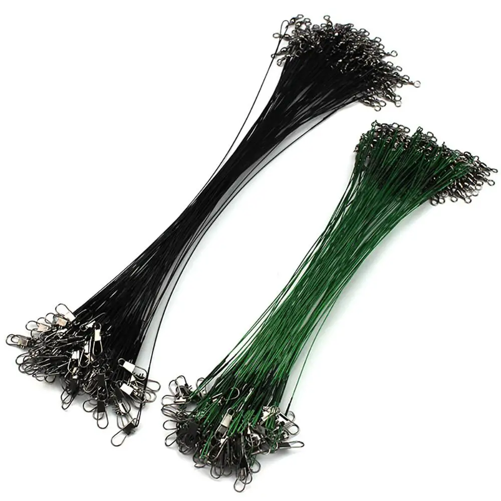 

20pcs 15/20/30cm Stainless Steel Wire Leader Fishing Leash With Swivel Anti-bite Line Leadcore For Lure Accessories Pike