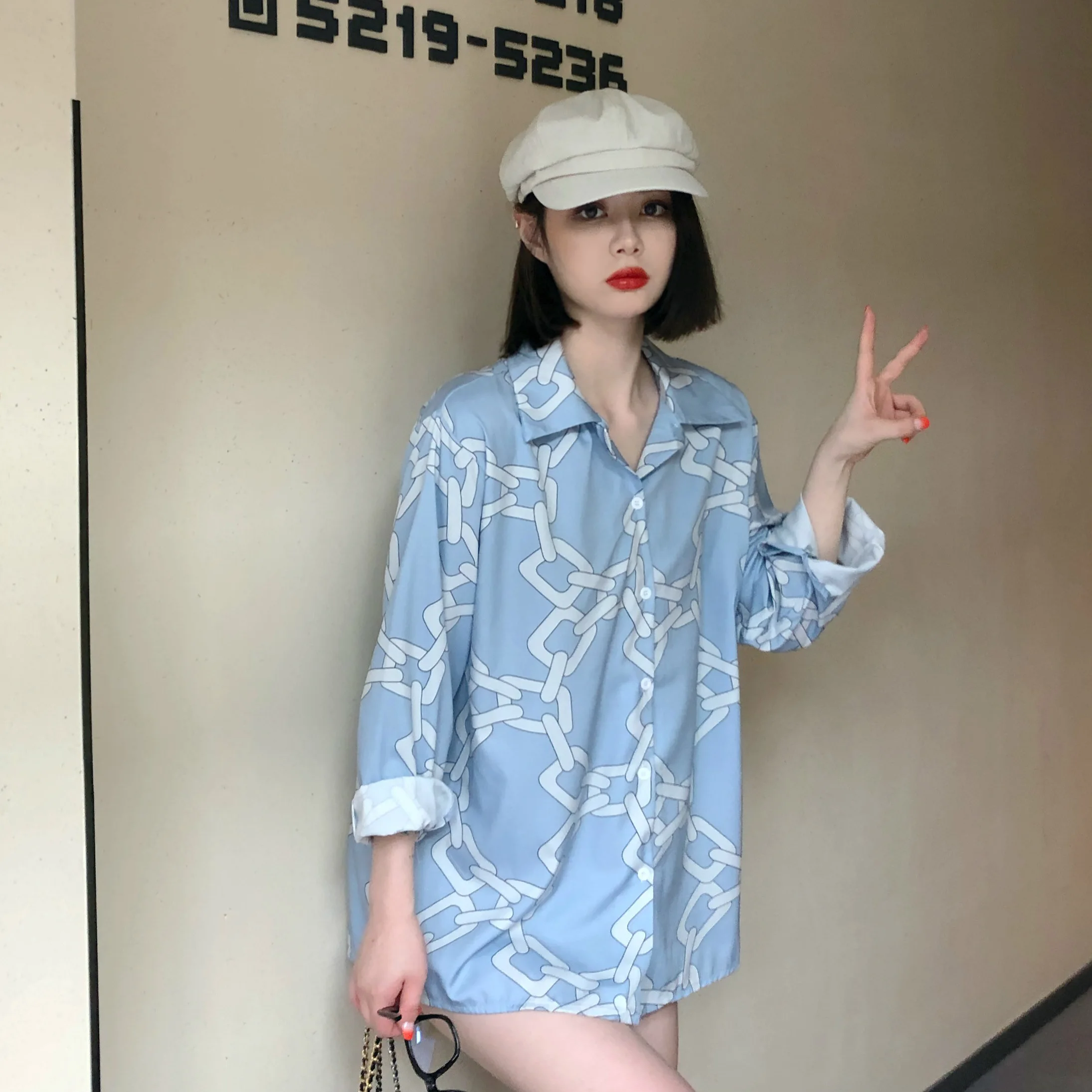 

Fashion Woman geometric loose Blouses 2019 Autumn New Elegant Shirt Female Long Sleeve Shirts Women Tops And Blouses Clothes