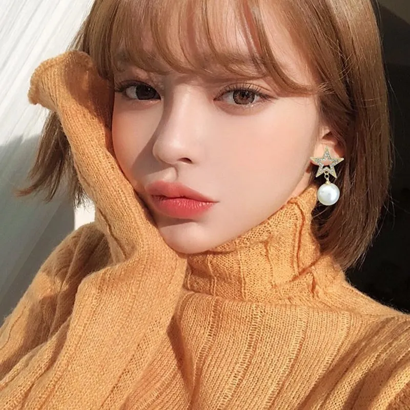 S925 Серебряная игла Advanced Sense Pentacle женские серьги с жемчугом Сетка Красный