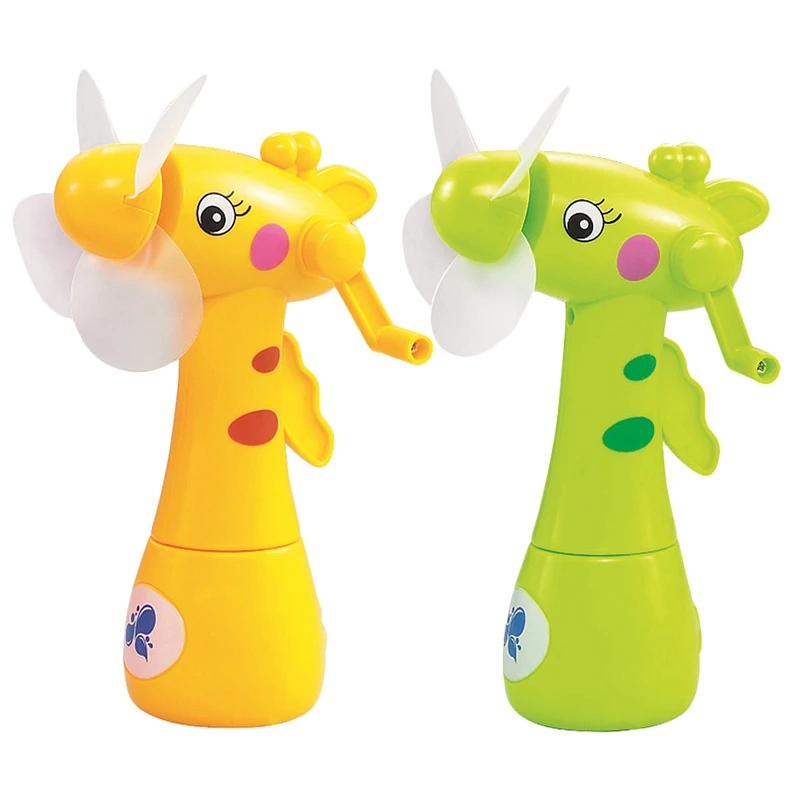 2 Pcs Mini Fan Cartoon Giraffes Portable Handheld Desk Humidification Kid Toy Water Mist for Child 1 Green &amp | Бытовая техника