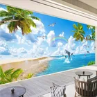 Пользовательские фото обои 3D Гавайский Дельфин морской пейзаж HD пейзаж картина фон Настенная картина Отель домашний декор