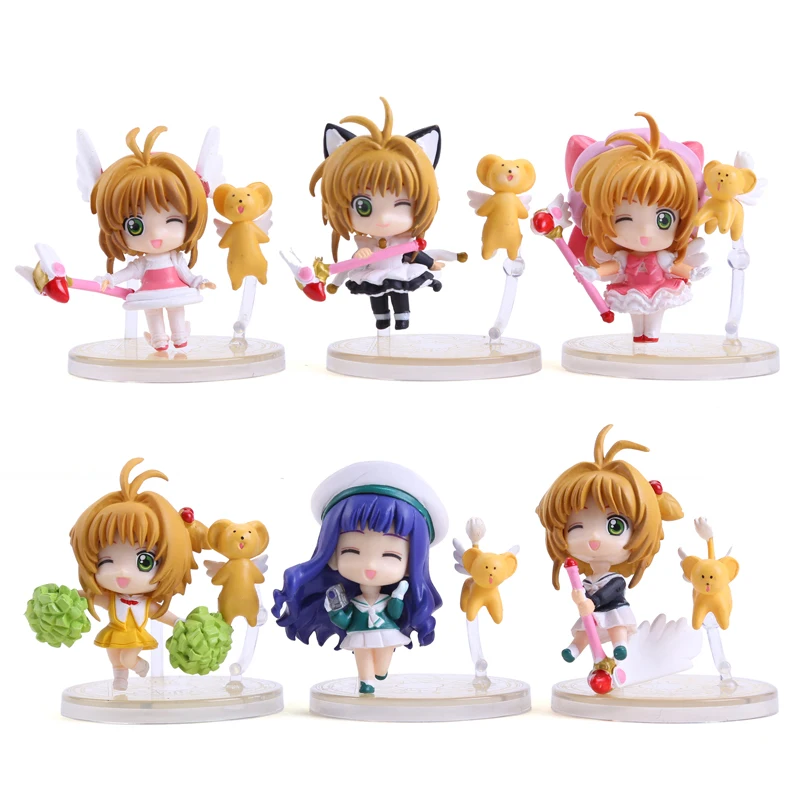 Cardcaptor Sakura Mini фигурки из ПВХ Kinomoto Daidouji Tomoyo Фигурки игрушки 6 шт./компл.|figure toy|action figure
