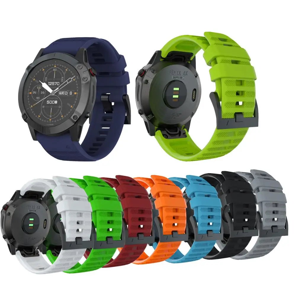 26 мм ремешки для часов замена из силикагеля мягкий ремешок смарт Garmin Fenix 6x Pro 3 HR 5x 5X