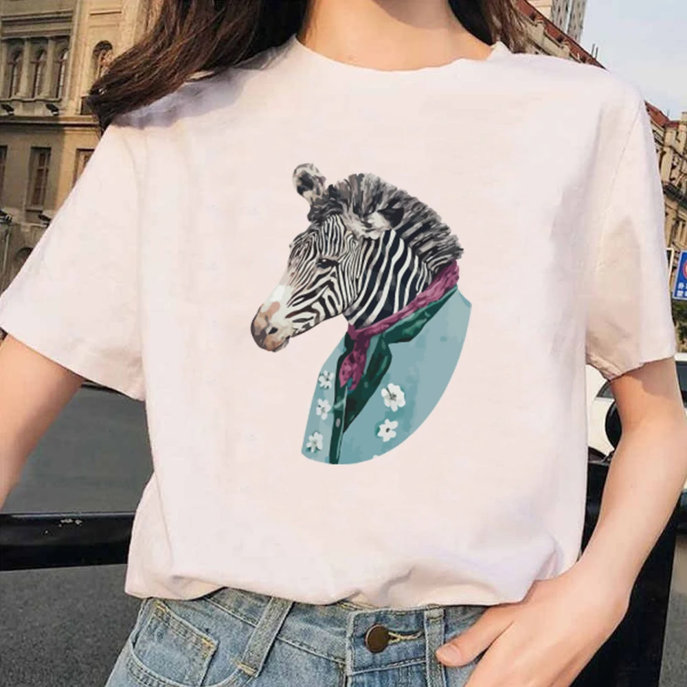 Футболка с изображением животных футболка в стиле рок Женские повседневные