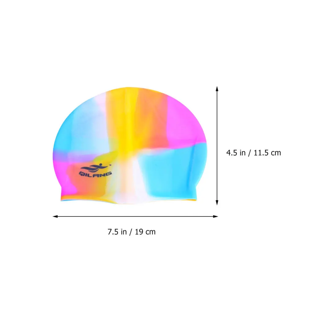 

2 Pcs Silicone Swimming Cap Waterproof Swimming Hat Sports Elastic Swimming Hat Swimming Head Accessory for Adult (Colorful 3 +