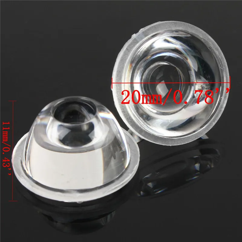 10 шт./компл. 20mm 10 pcs/30/60/90/120 градусов оптический светодиодные стеклянные линзы рефлекторный Коллиматор для 1 Вт 3W 5 Вт Светодиодный светильник лампа E27 MR16 GU10