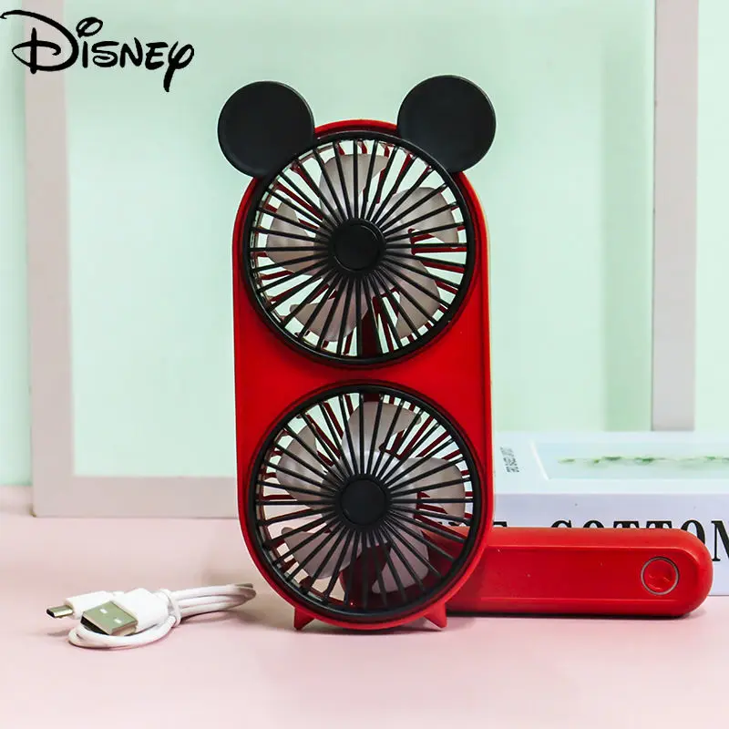 

Disney Cartoon Big Wind Double Head Fan Office Desktop USB Outdoor Folding Portable Mini Silent Handheld Fan