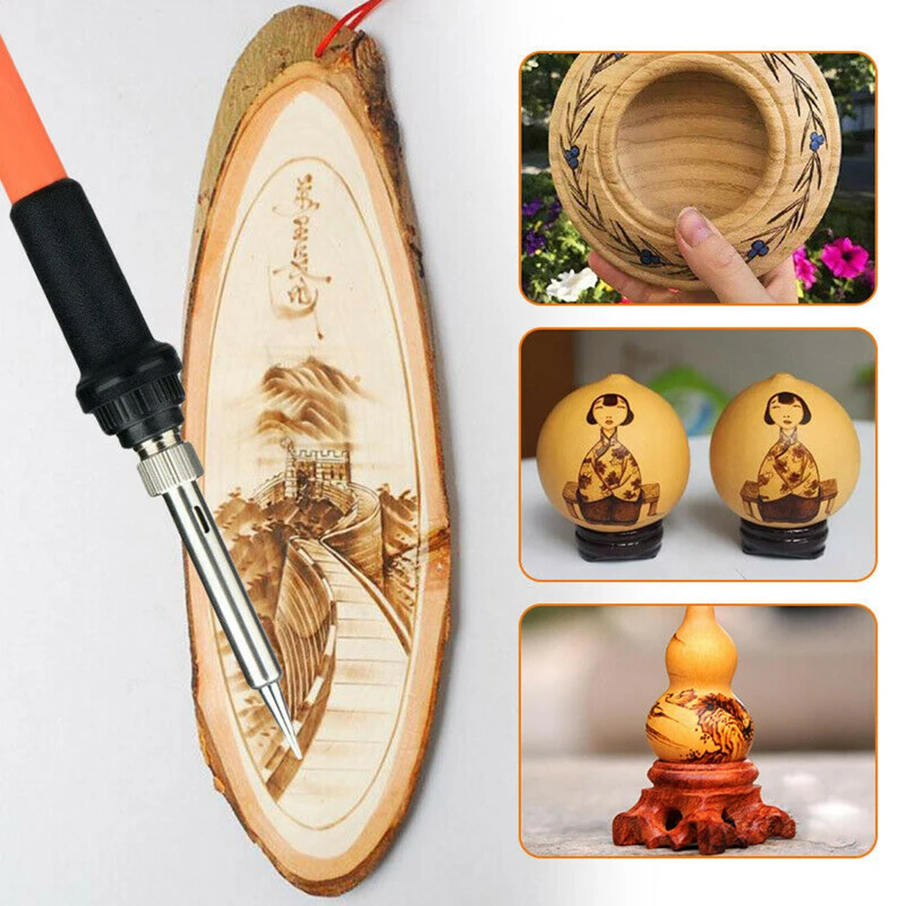 

60W Electric Soldering Iron Carving Pyrography Tool Wood Burning Embossing Soldering Pen Set Temperature Adjustable