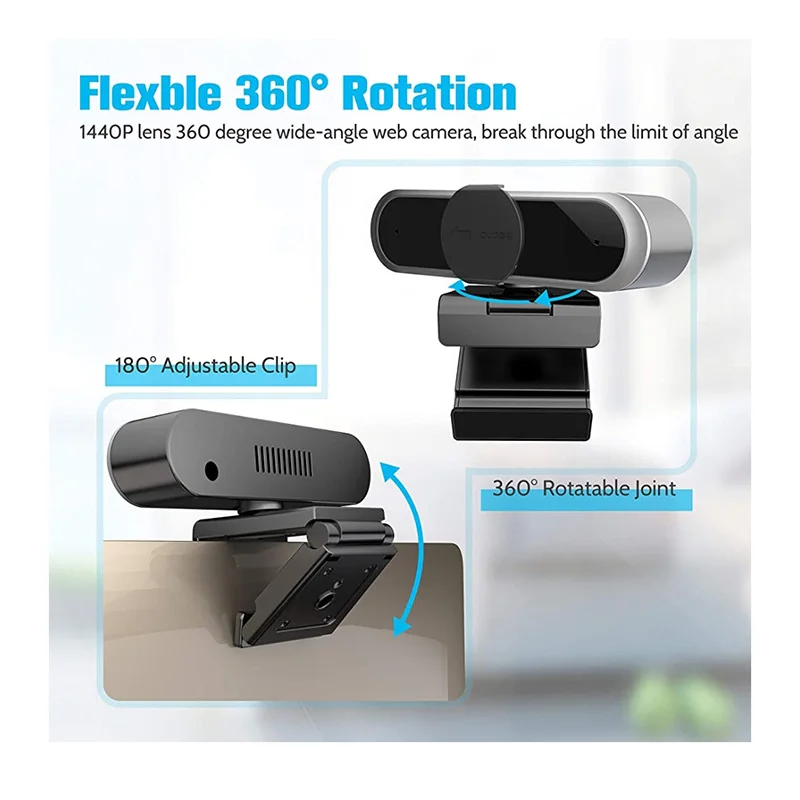 

2K 2560*2048P Webcam HD Computer PC WebCamera with Microphone Rotatable Cameras for Live Broadcast Video Calling Conference Work