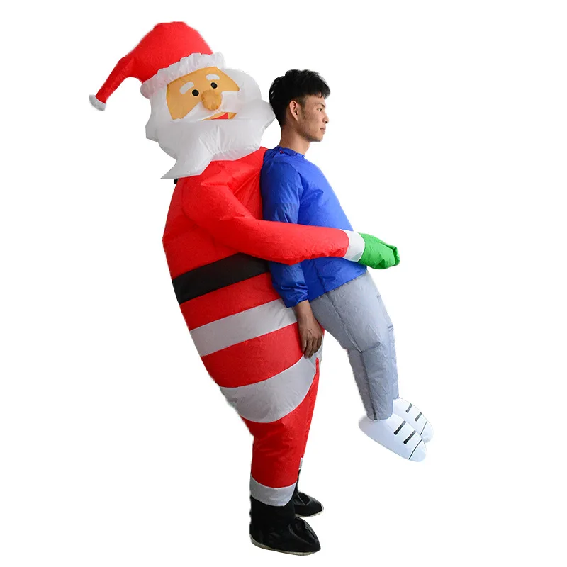

Christmas Costume Inflatable Santa Claus Hold Woman Man Cosplay Costumes Party Cartoon Jumpsuit for Adults Dropshipping