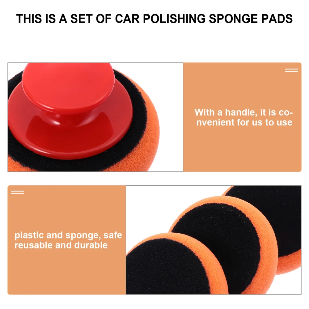 

1 Set Car Polishing and Waxing Pad Useful Buffing Sponge Pads with Handle