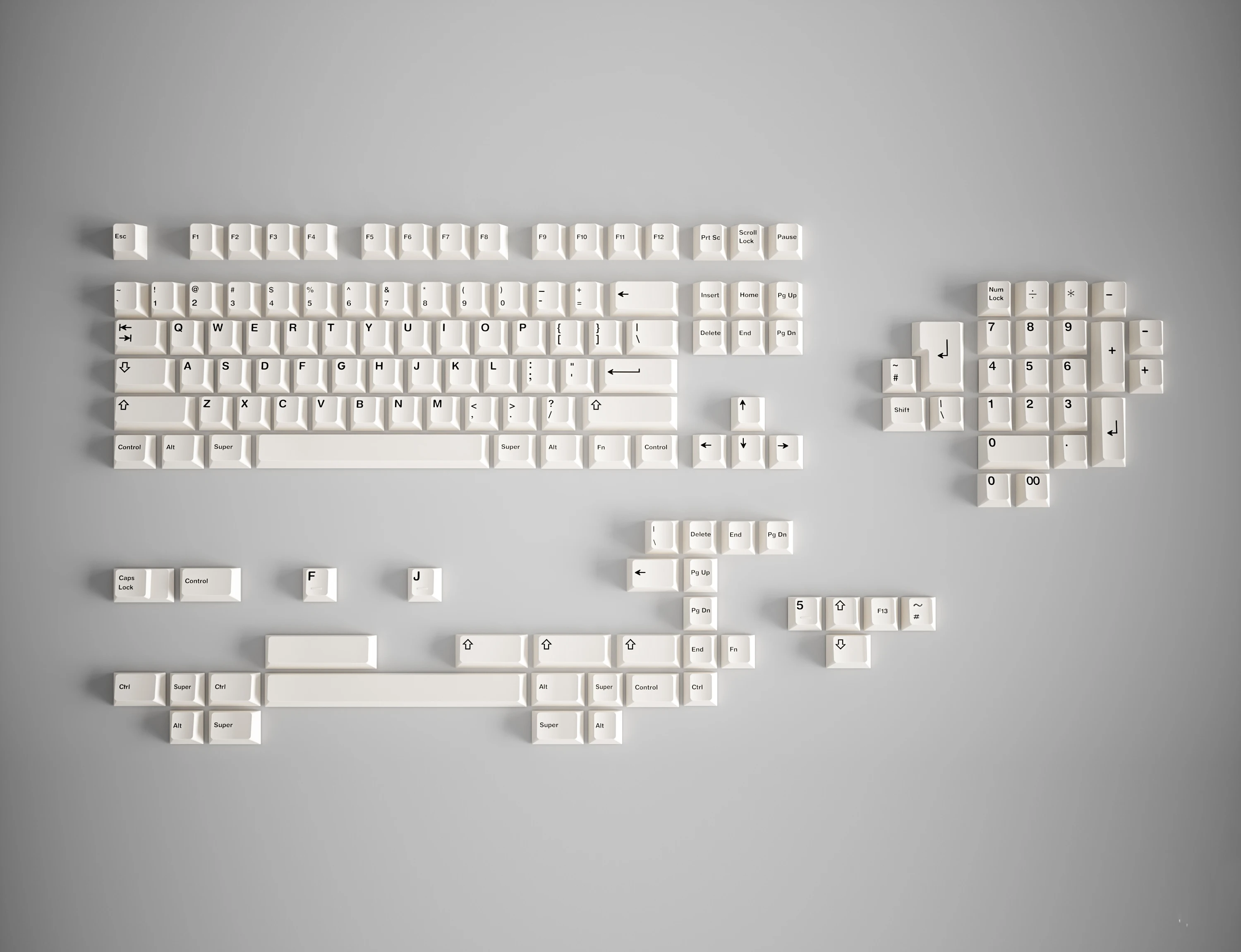 Клавиши PBT R2 белые термосублимационный процесс механическая клавиатура FamousKBD |