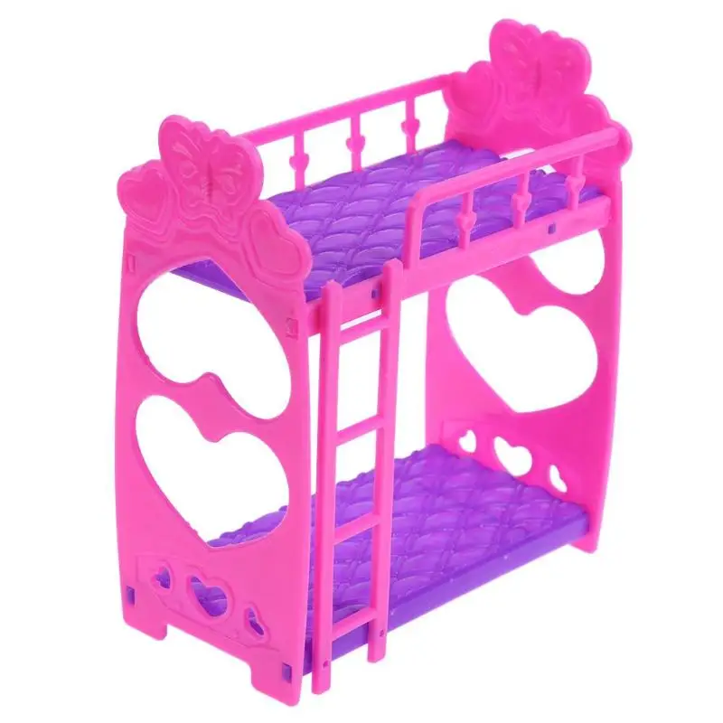 7 шт. симпатичный кукольный домик мебель пластиковая двухъярусная кровать