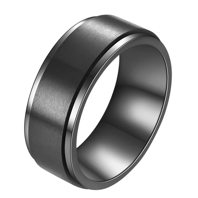 

8mm Fashion Men's Matte Black Titanium Stainless Steel Classical Simple Plain Ring Wedding Band