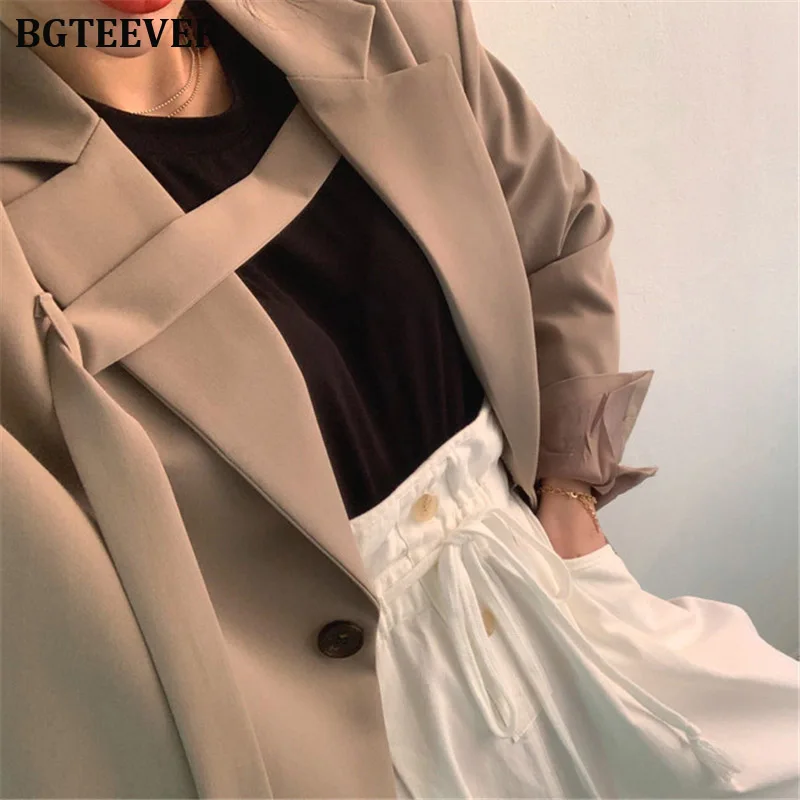 Модный женский Блейзер свободного кроя пиджак на пуговицах винтажный свободный