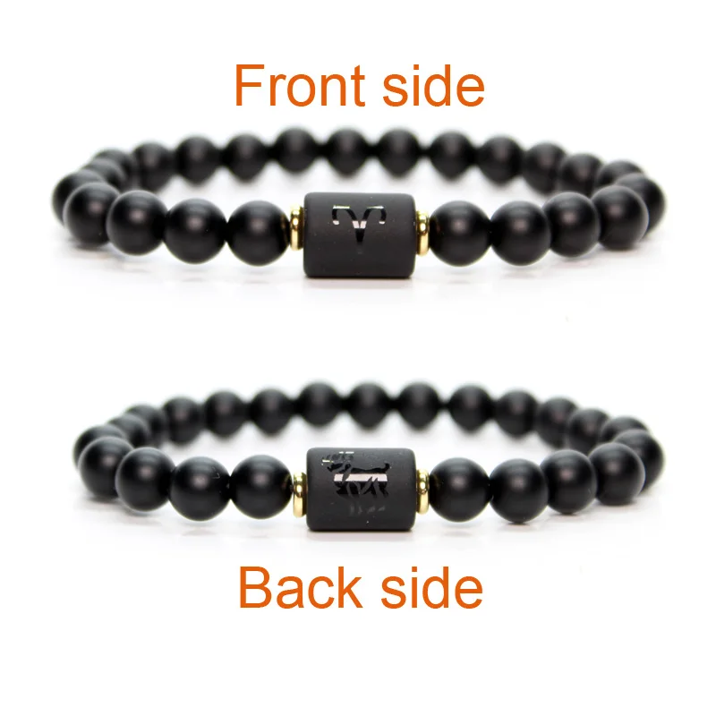 

Black stone Beads 12 constellation couple Bracelet Men Bracelets For Women Pulseras Moda Masculina Hombre Man Mens Jewellery