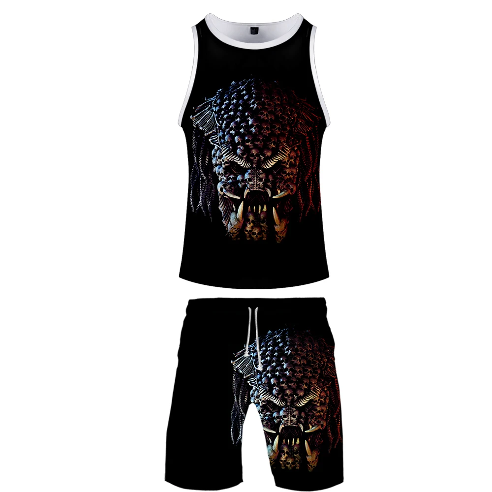 extraterrestrial 3D two piece set tank top and shorts Harajuku women Sailor moon tshirt streetwear harajuku Sleeveless Plus Size | Женская