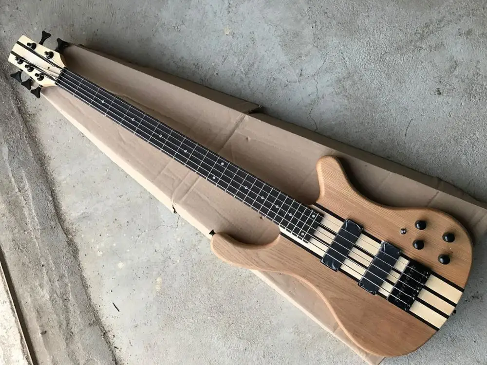 

natural color 5 string,active black pickups, body neck through Real photo In stock Can ship immediately 8