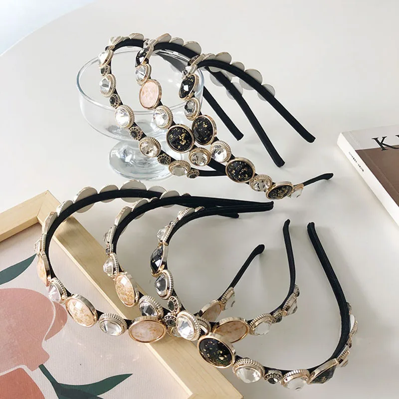 

2021 New Women Elegant Full Crystal Hairbands Sweet Headband Hair Bundle Lady Hair Hoops Fashion Accessories Vintage Hair Bands