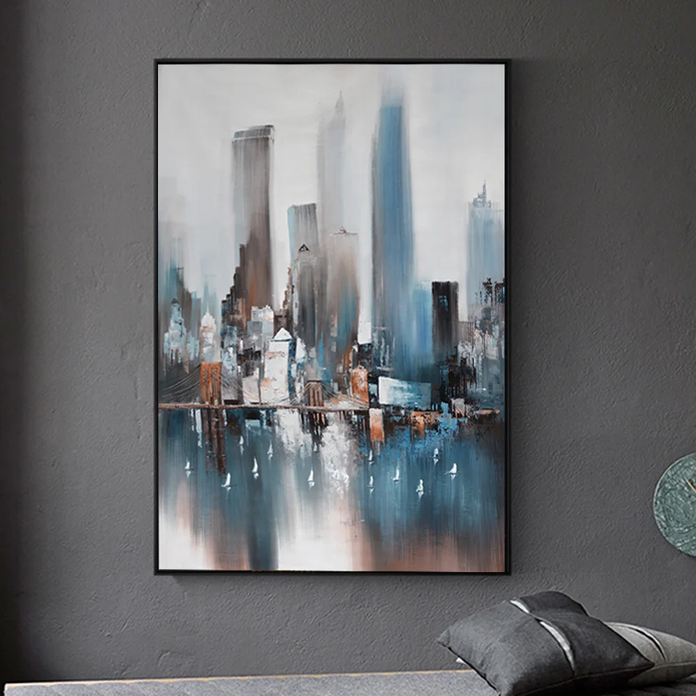 Городское здание дождь мост Картины Абстрактная живопись холст картины