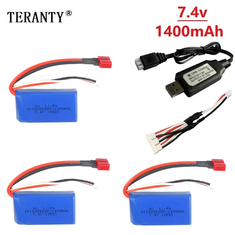 

7.4V 1400mAh Battery + 7.4v Charger for A949 A959-B A969-B A979-B K929-B Remote Control Car 2s LiPo Battery for Wltoys car Parts