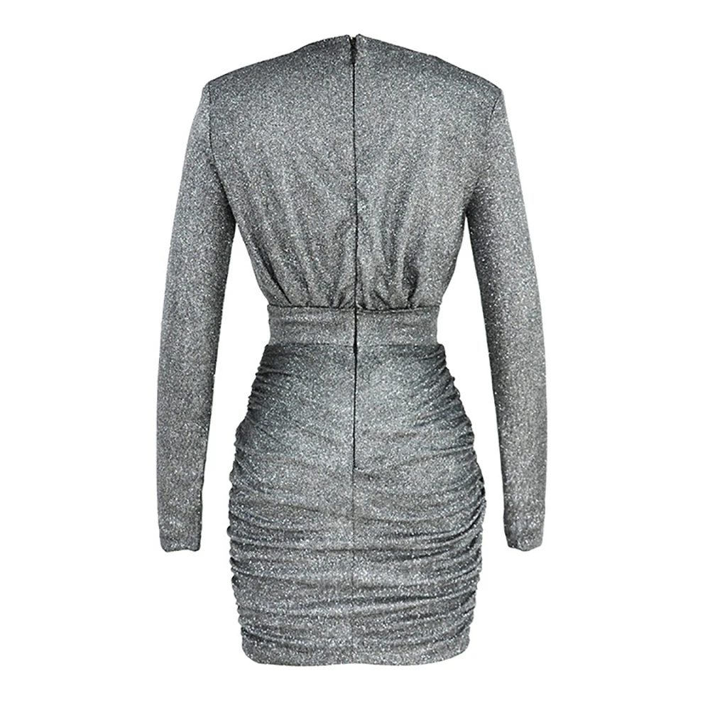 HQBORY 2020 Новинка весны темно серый драпированные платья Bodycon знаменитости вечерние