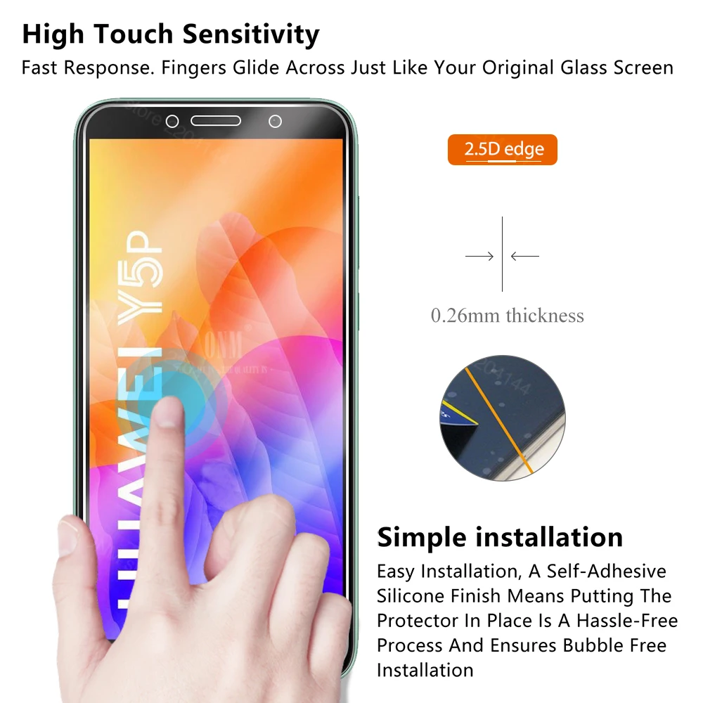 2 шт. закаленное стекло y5p для Huawei Y5p Защита экрана защитное пленка|Защитные стёкла