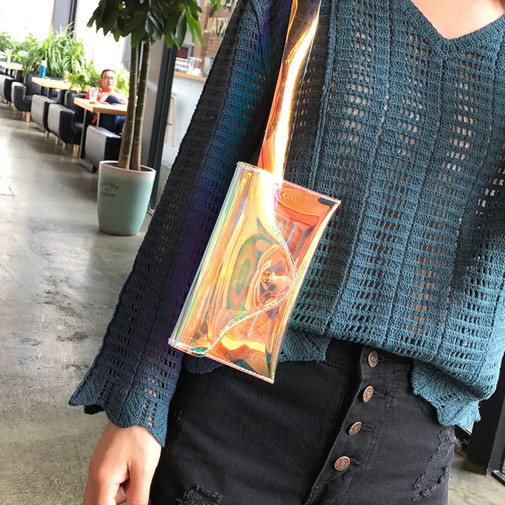 2019 голографическая забавная сумка женская бананка Лазерная Сумочка женские