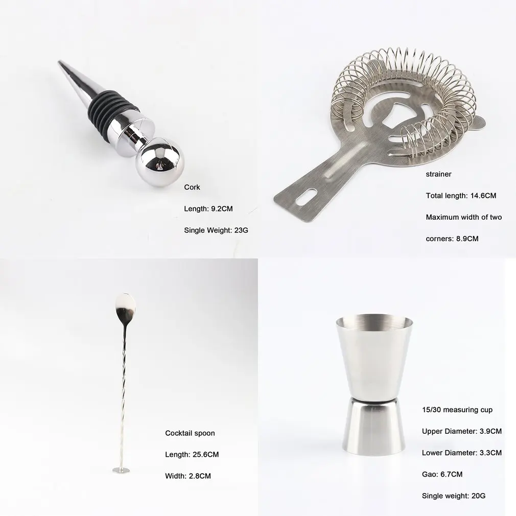 23pcs Stainless Steel Cocktail Shaker Set Barware Kit with Square Wooden Rack for Bartender Drink Party Bar Tools | Дом и сад