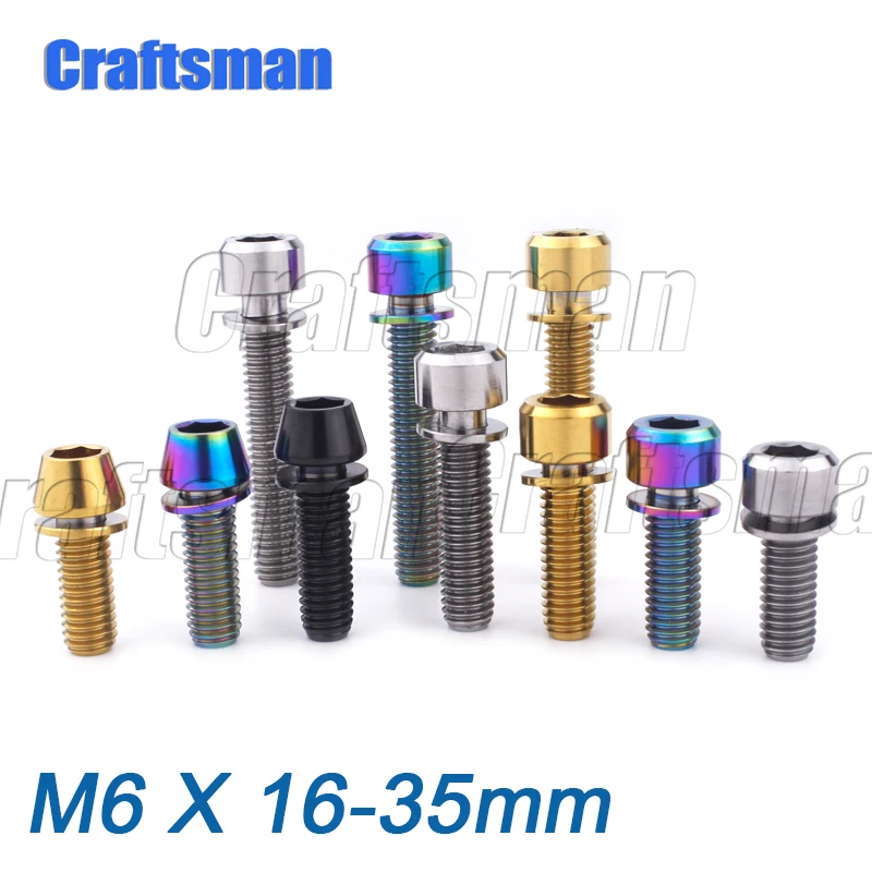 Титановый болт Ti M6x 16 18 20 25 35 мм с шайбами для велосипеда дисковый тормозной стержень зажим 1 шт