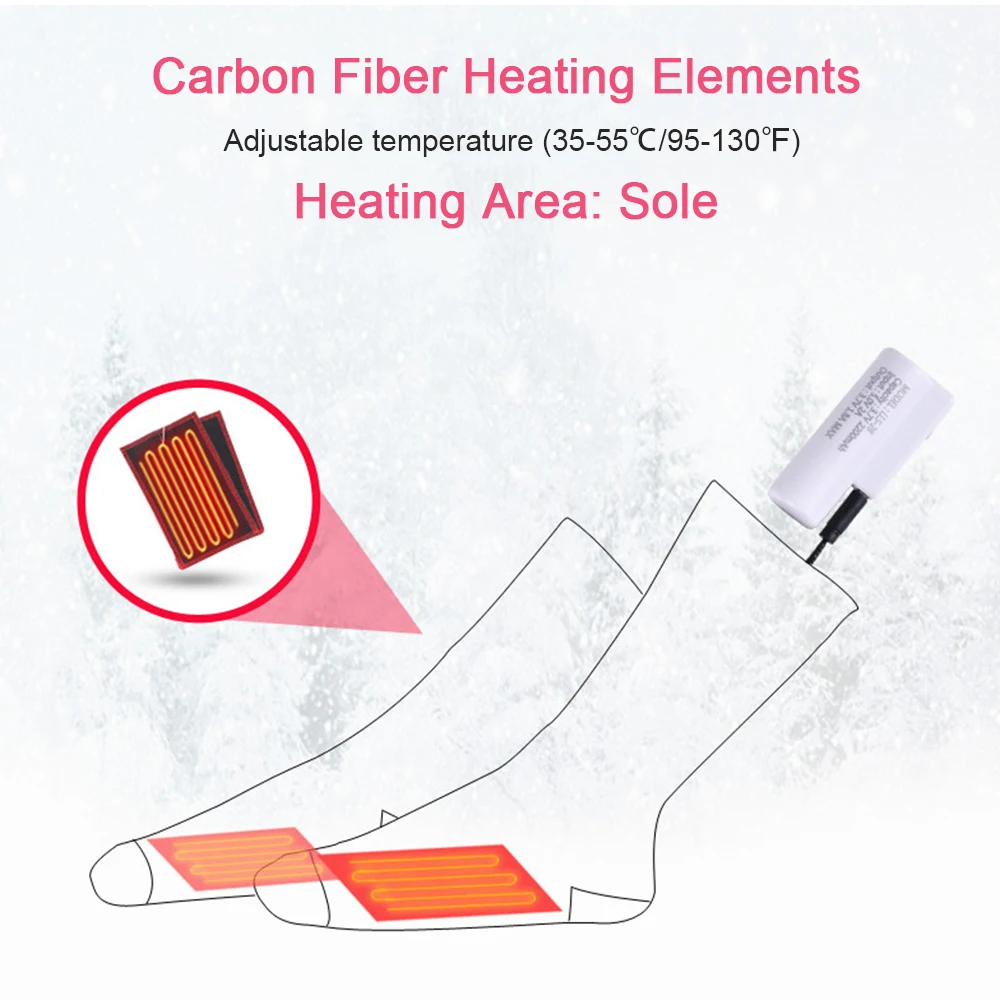 Носки с подогревом Электрические перезаряжаемые носки для мотоцикла хлопковые