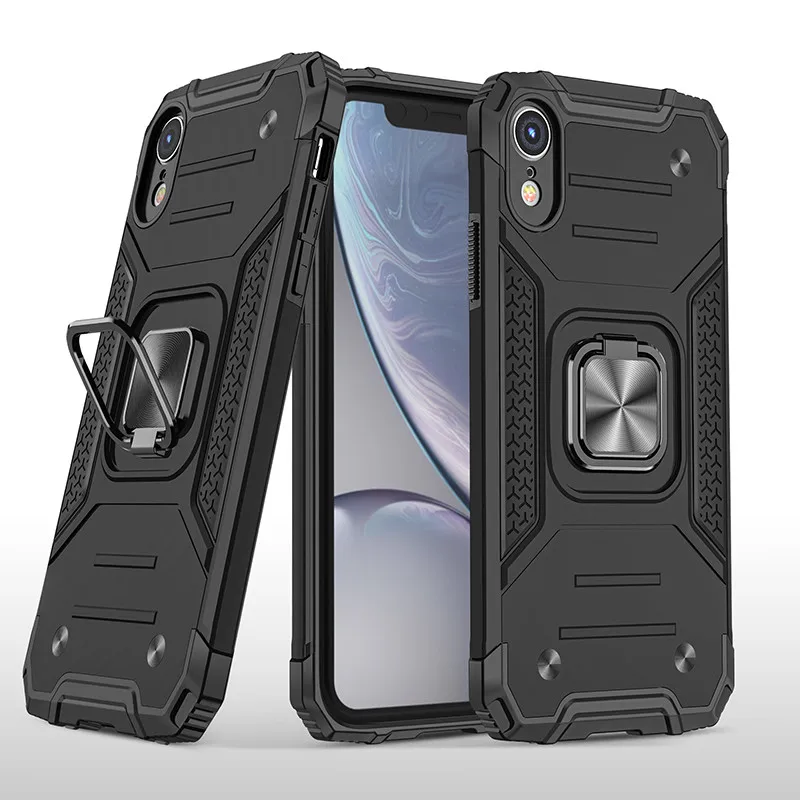 

Luxury Shockproof Armor Phone Cases For iPhone XR Camera Protection Magnetic Ring Bracket Back Cover For Apple iPhone XR Case