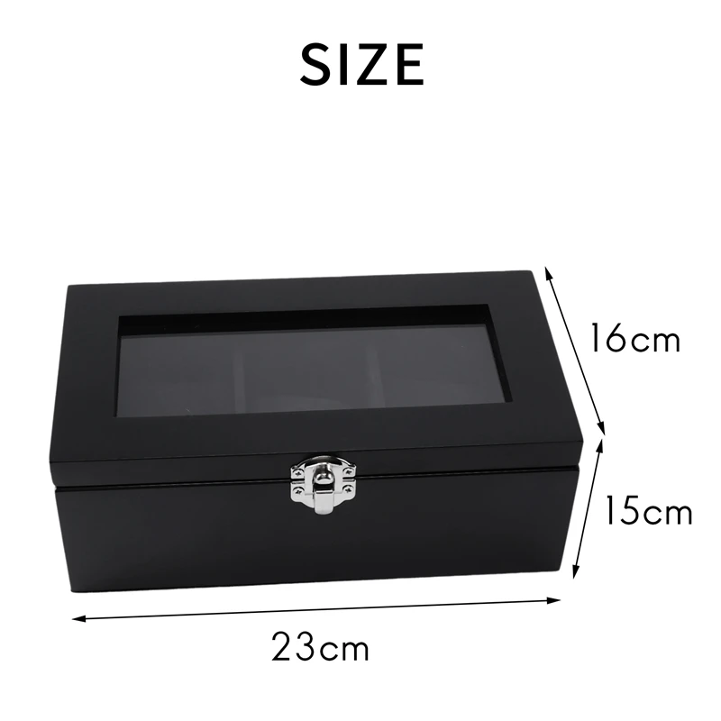 

3 Slots Wooden Watch Display Case, Glass Topped Wooden Watch Display Case Watch Jewelry Organizer